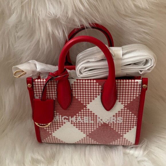 MICHAEL KORS Mirella Extra Small Shopper Crossbody Bag in Bright Red - Picture 1 of 5